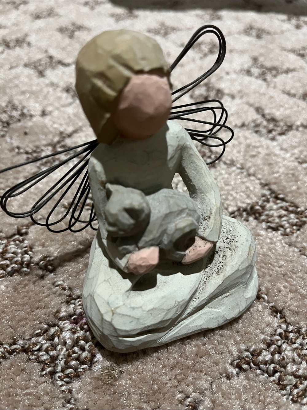 Willow Tree Pale Green and Tan Angel with Wire Wings